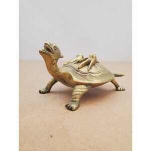 Brass Asian Turtle Dragon Figurine Paper Weight - Handmade pure Brass longevity